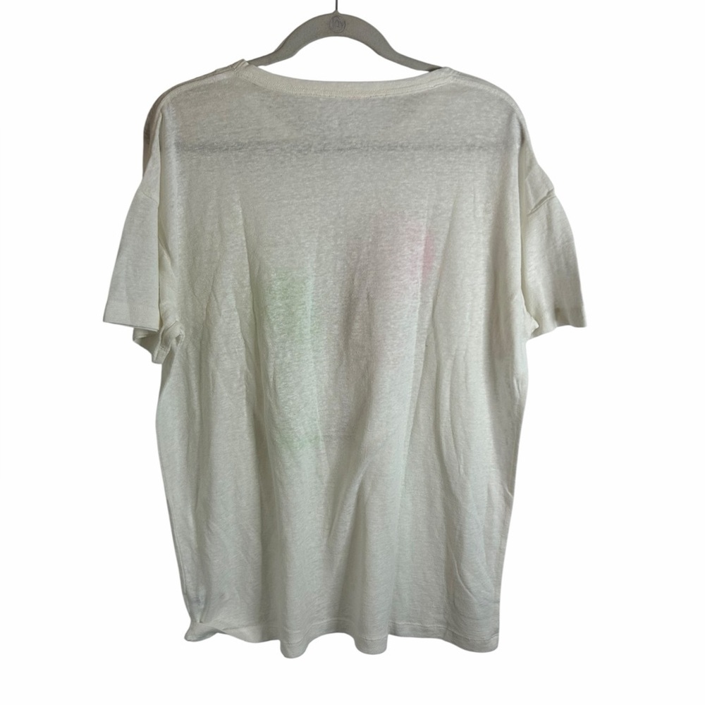Aerie Breezy Boyfriend White Palm Tree T-Shirt Linen blend Neon Womens Med NWT - Picture 5 of 12